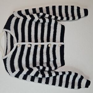 Chic Striped Black and White Cardigan